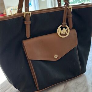 Michael Kors Black and Brown Tote Bag